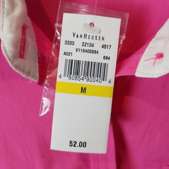 Van Heusen pink 3/4 sleeves button down shirt M - Picture 3 of 7